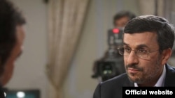 A photo posted by President Mahmud Ahmadinejad's website of the president in his recent televised interview.