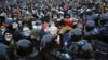 People clash with police during a rally in St.Petersburg on January 23. The fallout from the protests in late January and early February has convulsed Russia's student community.