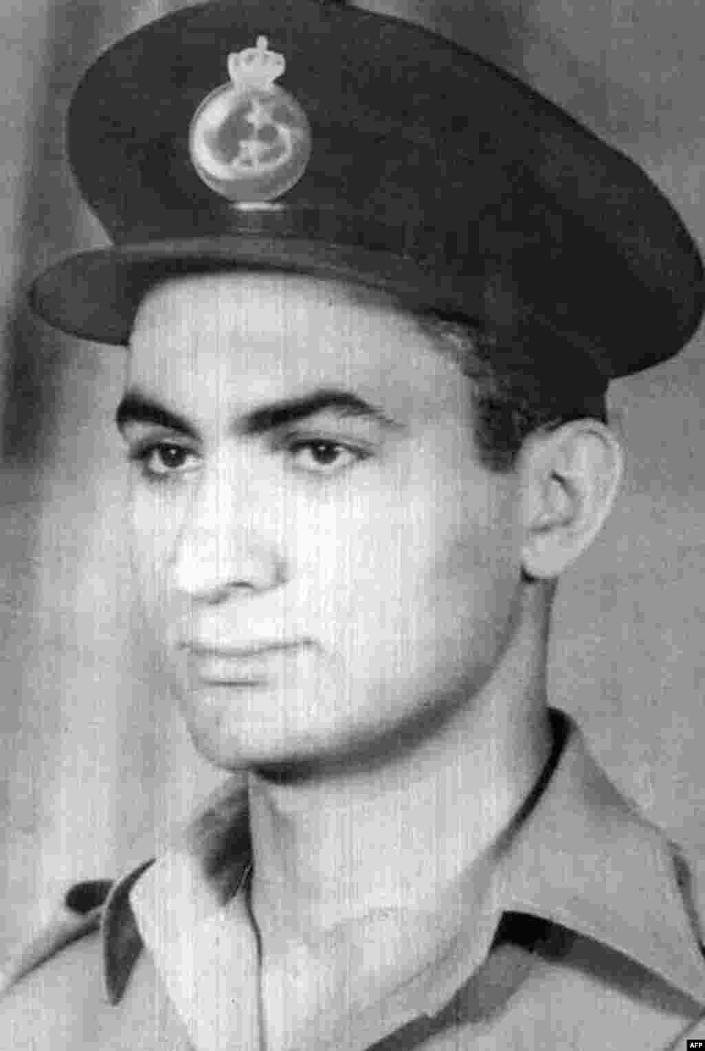 An undated photo of Mubarak as a young Royal Egyptian Air Force lieutenant.