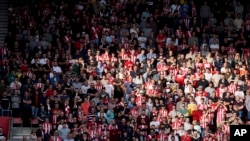 Fans watch Southampton take on Leeds United during an English Premier League soccer match at St. Mary's Stadium in Southampton in October. 