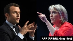 A combo photo of French presidential candidates Marine Le Pen (right) and Emmanuel Macron