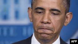 U.S. President Barack Obama at the White House press conference in Washington on April 30