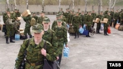 Recruits at a conscription center in Novosibirsk