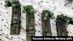 Combat crews of the S-400 air-defense system take up combat duty at the training ground in the Brest region during the Russian-Belarusian military drills in Belarus.