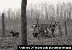 Tito (right) tracks a pheasant he had just blasted at with a shotgun during a hunting trip in Karadjordjevo in 1960.