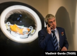 Sergei Krikalyov attends an exhibition at the Museum of Cosmonautics in April.