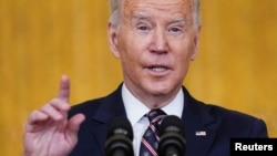 U.S. President Joe Biden delivers remarks on Russia-Ukraine situation from the White House in Washington