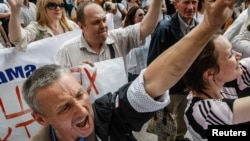 Ukrainians in Kyiv held an antigay rally on May 14.