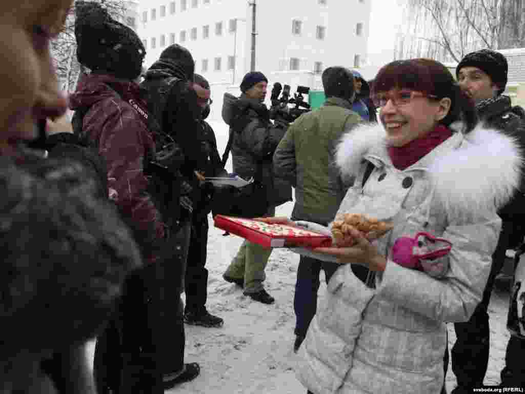 Those released were greeted outside the prison by relatives and friends bearing gifts.