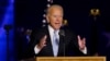 Joe Biden speaks to supporters after the media announced that he had won the U.S. presidential election over Donald Trump, in Wilmington, Delaware, on November 7.