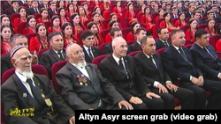 Turkmen veterans of WWII attend Victory Day commemorations in Ashgabat in May 2018.