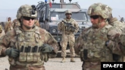 U.S. soldiers attend a training session for Afghan Army personnel in Herat in February 2019.