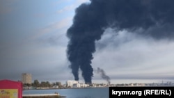 Smoke is seen over Fedosia on October 7.