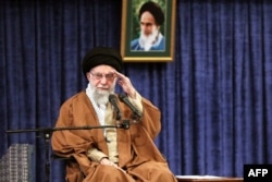 Iran's Supreme Leader Ayatollah Ali Khamenei delivers a speech in Tehran on February 7.