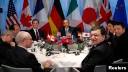 G7 leaders meeting in The Hague on March 24, where they rebuked Moscow and expressed support for the Ukrainian government