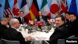 Leaders of the Group of Seven leading industrialized nations at their meeting in The Hague on March 25. 