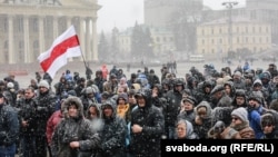 The unsanctioned rally was the largest protest in recent years in Belarus, where the authoritarian government has shown little tolerance for dissent. 