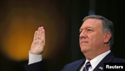 U.S. Representative Mike Pompeo (Republican-Kansas) testifies before a Senate Intelligence hearing on his nomination to head the CIA at Capitol Hill in Washington, D.C., on January 12.