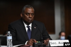 U.S. Defense Secretary Lloyd Austin testifies before the Senate Armed Services Committee om September 28.