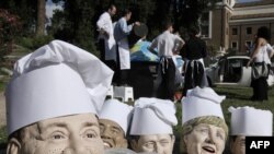 Masks of the G8 leaders on display ahead of the summit.