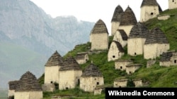 The remote Alanian necropolis near Dargavs is comprised of nearly 100 crypts with peaked rooftops and open tombs that contain thousands of bones from collective burials.