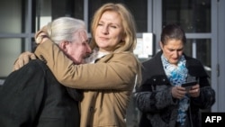 A mother from Srebrenica cries in front of the Yugoslav war crimes tribunal after the appeal judgement of Momcilo Perisic in February. The tribunal acquitted the Yugoslav ex-army chief on appeal and overturned his 27-year sentence for war crimes and crimes against humanity.