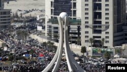 Antigovernment protesters gathered in downtown Manama, the Bahraini capital, on February 20.