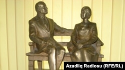 A statue of Heydar Aliyev and his wife, which is one of the "highlights" of the Baku museum dedicated to the former Azerbaijani president. 