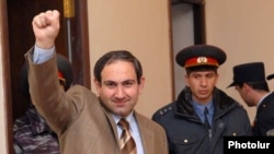 Nikol Pashinian testifies in court in Yerevan on March 4.