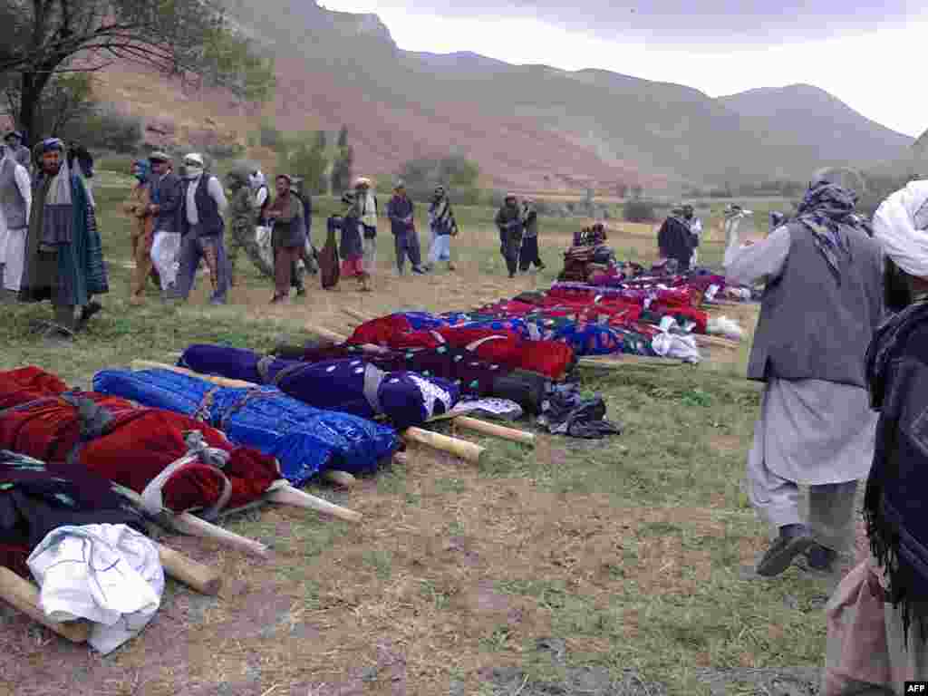 The bodies of the miners who died in the mine collapse.