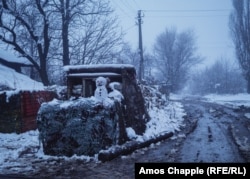 A snowman at a military operating base near the front lines in the Luhansk region on December 6.