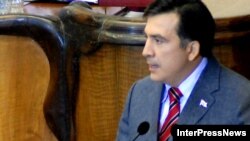 Georgian President Mikheil Saakashvili addresses parliament in Tbilisi on July 20.