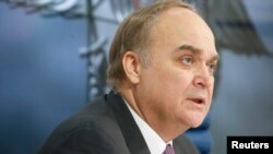 Russian Deputy Defense Minister Anatoly Antonov speaks to the media during a news conference in Moscow on March 5.