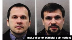 The Metropolitan Police named two suspects in connection with the Salisbury attack: Aleksandr Petrov (left) and Ruslan Boshirov.