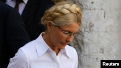 Former Ukrainian Prime Minister Yulia Tymoshenko arrives at court on August 5.