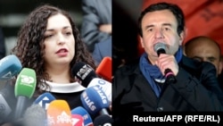 Albin Kurti, of the upstart Self-Determination (Vetevendosje) party, has vowed to discuss forming a government with the center-right Democratic League (LDK) and their prime ministerial candidate Vjosa Osmani (left). 