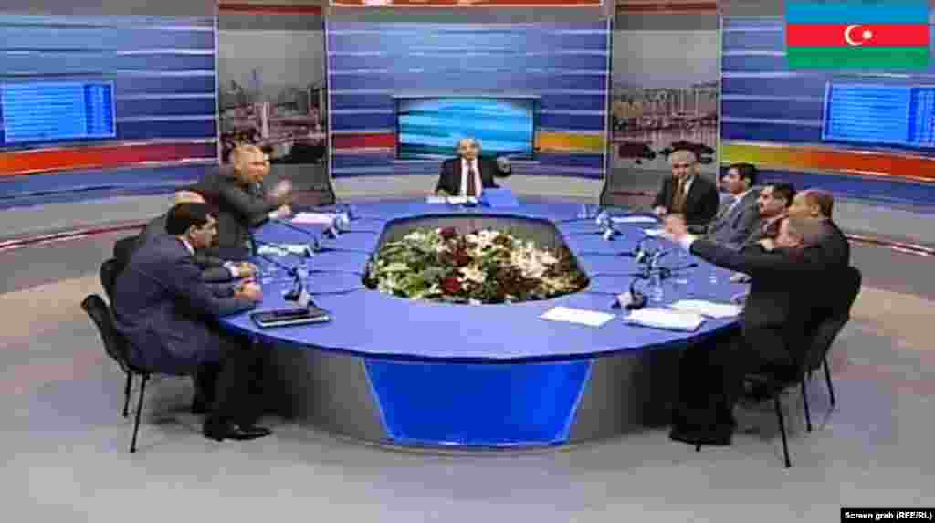 Azerbaijan's televised presidential debates have been chaotic, with marginal pro-regime candidates using their air time to hurl epithets -- and the occasional water bottle -- at Hasanli. Aliyev has not appeared at any of the debates, using members of his ruling Yeni Azerbaycan Party to speak on his behalf.  