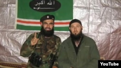 Khusein Gakayev (left), pictured with Emir Mansur prior to Umarov's proclamation of the Caucasus emirate 