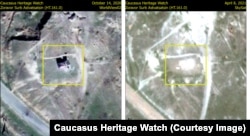 Satellite images released by Caucasus Heritage Watch show the erasure of the Zoravor Holy Mother of God Church in Jebrayil.