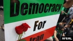 Protesters outside the UN headquarters in New York 