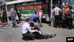 More than 30 people were injured in a series of explosions in the eastern Ukrainian city of Dnipropetrovsk in April. 