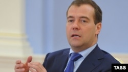 Russian Prime Minister Dmitry Medvedev addresses a meeting at his Gorki residence outside Moscow on November 2.