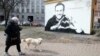 The mural depicting Aleksei Navalny in St. Petersburg was painted over within hours on April 28, witnesses say.