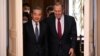 China's top foreign policy official, Wang Yi (left), and Russian Foreign Minister Sergei Lavrov meet in Moscow on February 22.