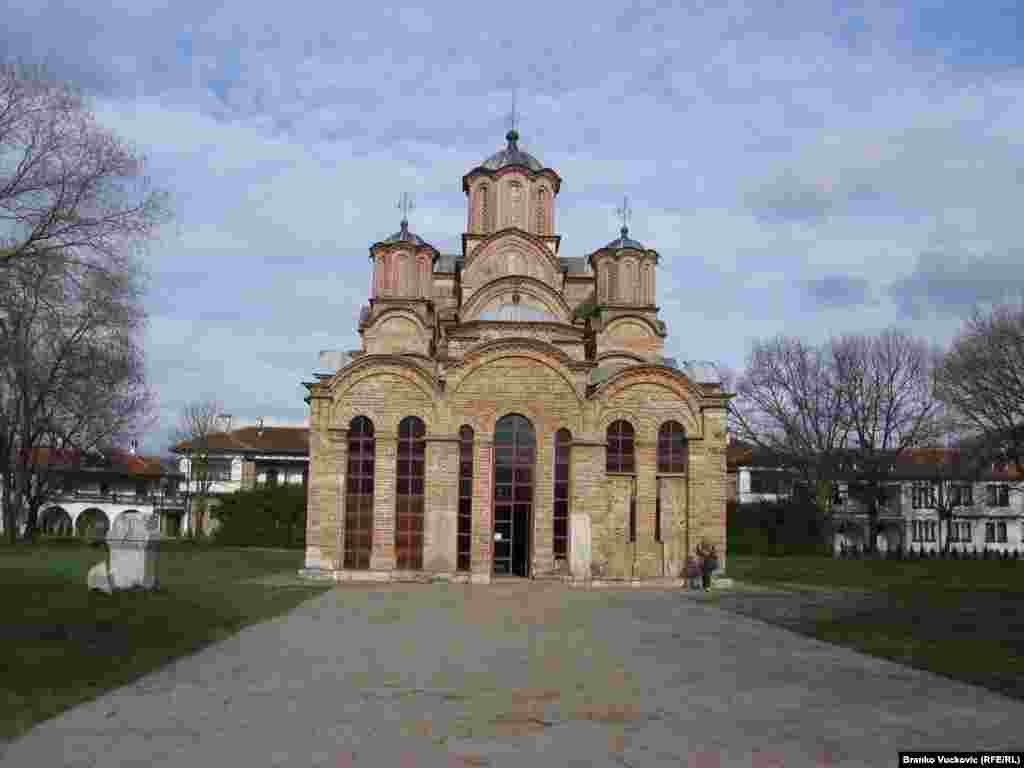 A Serbian Orthodox monastery in Gracanica, Kosovo. Located on the ruins of a 6th century basilica, the monastery was built by Serbian King Stefan Milutin in the early 14th century.