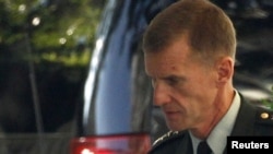 General Stanley McChrystal arrives at the White House for his meeting with Obama.