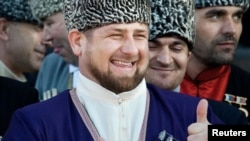 Chechen leader Ramzan Kadyrov, dressed for a ceremony in the national costume on April 25.