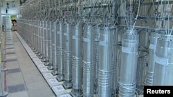 A bank of centrifuges is seen in what was described by Iranian state television as a facility in Natanz in February 2012.