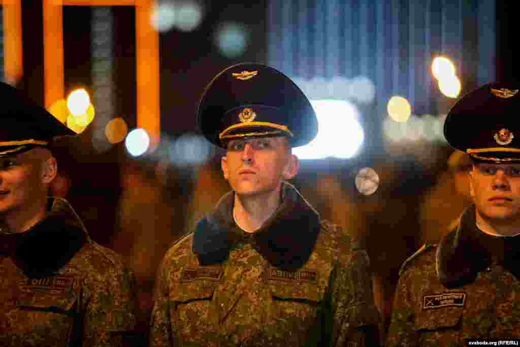 A Belarusian soldier during parade rehearsal.