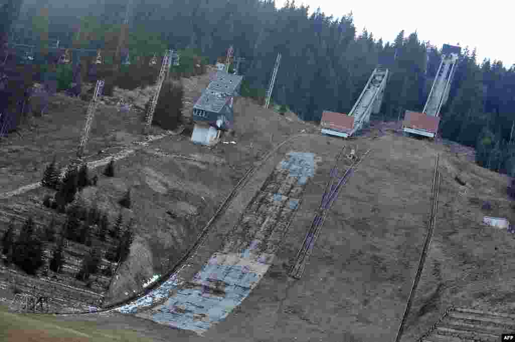 The disused ski jump on Mount Igman